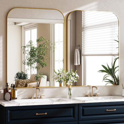 Goldener Wandspiegel 75x100cm mit abgerundeten Ecken