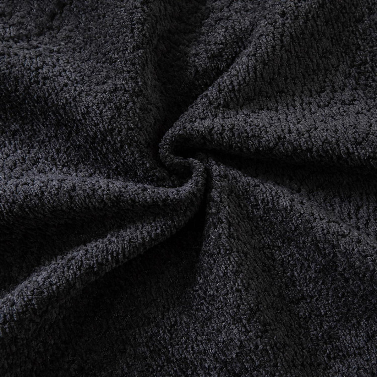 2x Chenille Kissenbezug Schwarz 30x50cm - Weiche Bouclé Optik