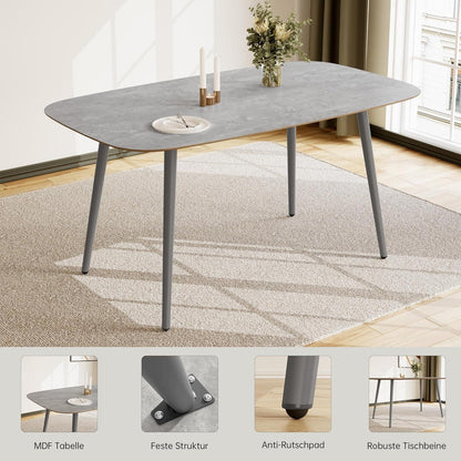 Moderner Esstisch mit 4 Stühlen – Grau, 120cm