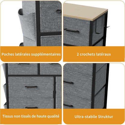 Kommode mit 9 Schubladen – Moderner Stoffschubladenschrank