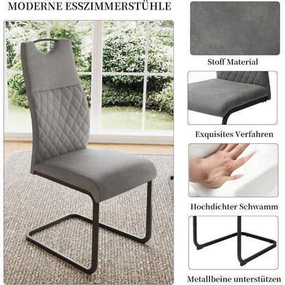 Moderner Esstisch mit 4 grauen Stühlen (120cm)