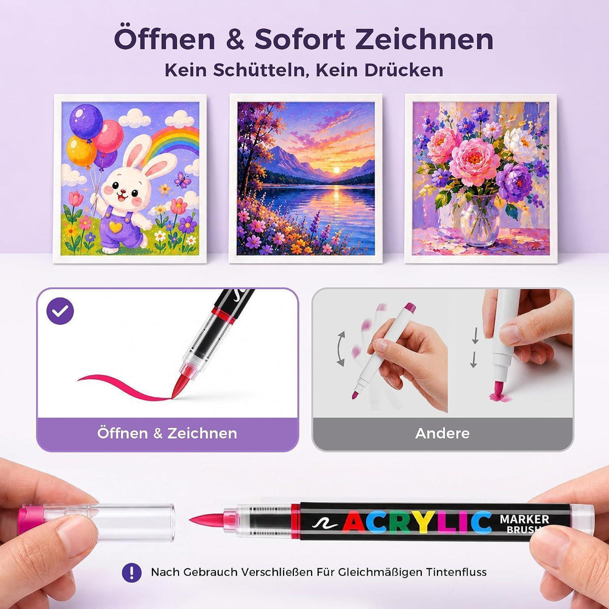 Acrylmarker Set 168 Farben – Pinselspitze, Deckend & Permanent
