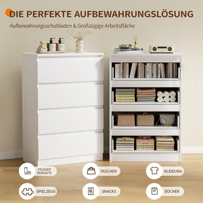 Weiße Kommode mit 4 Schubladen – 70x40x95 cm