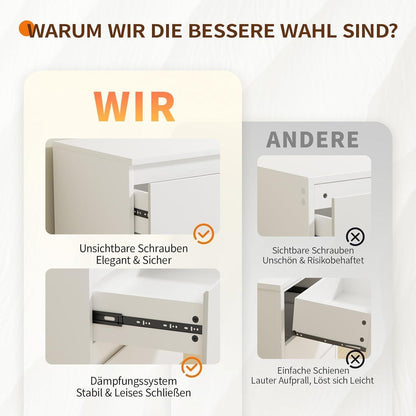 Weiße Kommode mit 4 Schubladen – 70x40x95 cm