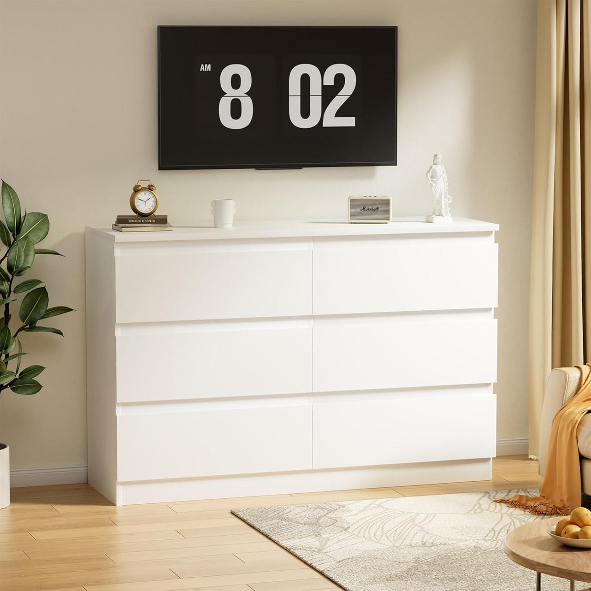 Weisse Kommode mit 6 Schubladen – 120x40x75 cm