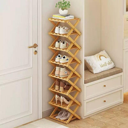 Faltbares Bambus Schuhregal – Vertikal & Platzsparend