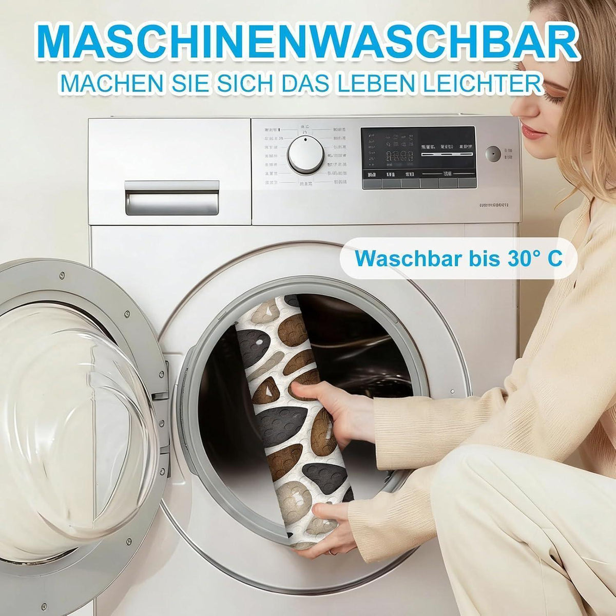 Rutschfeste Duschmatte Eckig 55x55cm – Braun mit Saugnäpfen