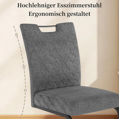 Schwingstuhl Set 2 Grau – Bequemer Esszimmerstuhl mit Sitzkissen