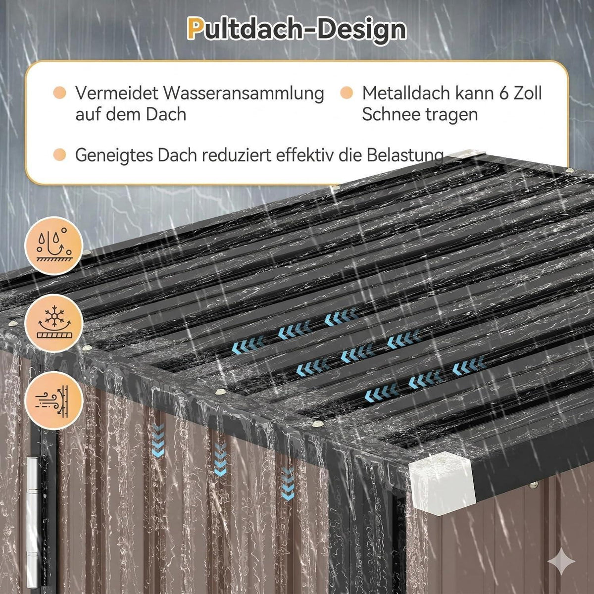Kompaktes Gerätehaus mit 2 Regalböden – Braun 3x2 ft