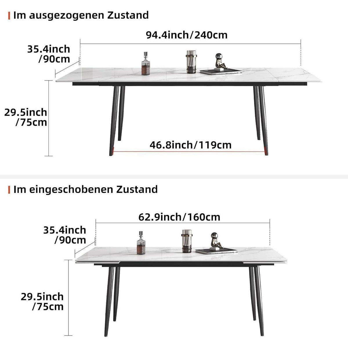 Essgruppe modern, ausziehbar (160-240cm) mit 6 Stühlen