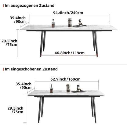 Essgruppe modern, ausziehbar (160-240cm) mit 6 Stühlen