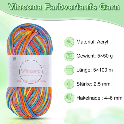 Farbverlaufsgarn Häkelwolle 5er Set – Bunt & Weich