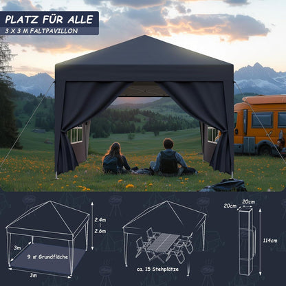 3x3 Pavillon mit Seitenwänden – Dein Garten-Treffpunkt