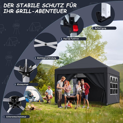 3x3 Pavillon mit Seitenwänden – Dein Garten-Treffpunkt