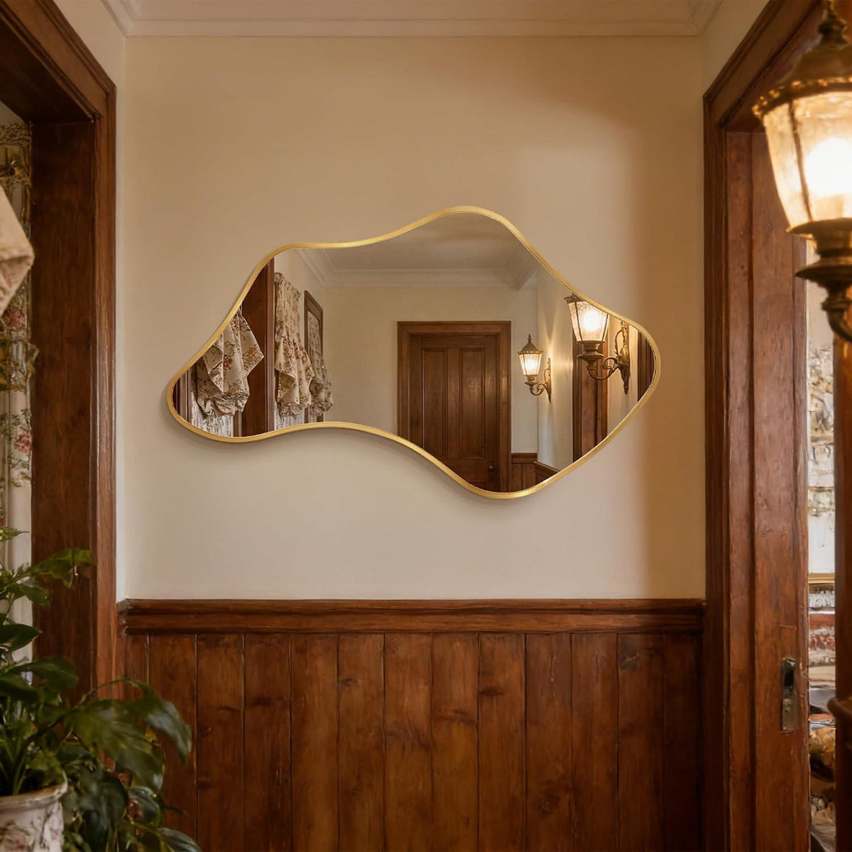 Wavy Wandspiegel Gold, 110x65cm - Moderner Badezimmer Spiegel