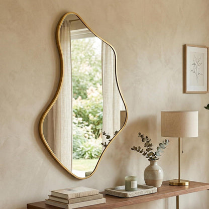Wavy Wandspiegel Gold, 110x65cm - Moderner Badezimmer Spiegel