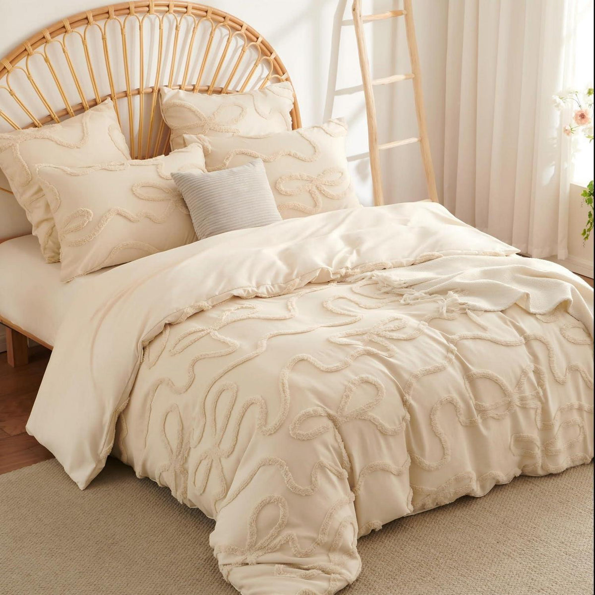 Boho Tufting Bettwäsche Set Beige 200x200cm