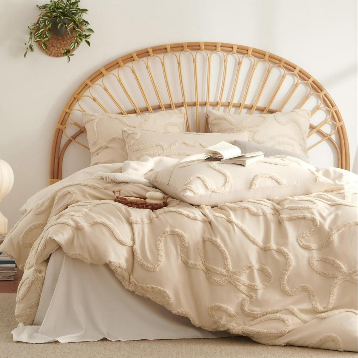 Boho Tufting Bettwäsche Set Beige 200x200cm