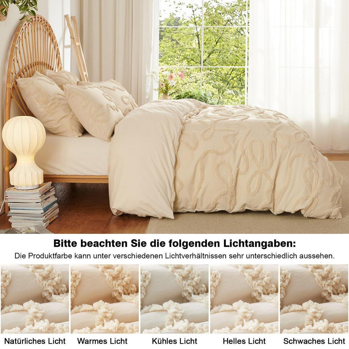 Boho Tufting Bettwäsche Set Beige 200x200cm