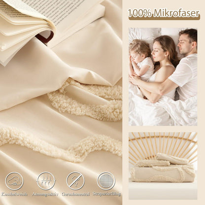 Boho Tufting Bettwäsche Set Beige 200x200cm