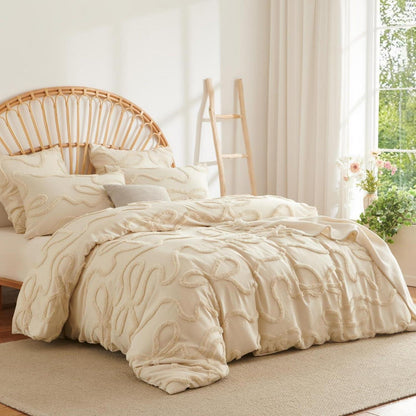 Boho Tufting Bettwäsche Set Beige 200x200cm