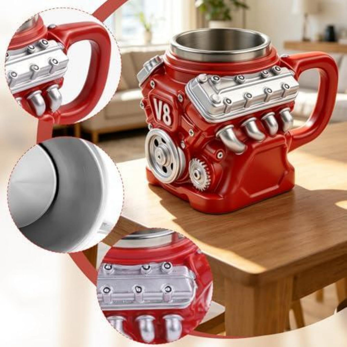 V8 Motor Kaffeetasse – 3D Motorsägen Design Becher