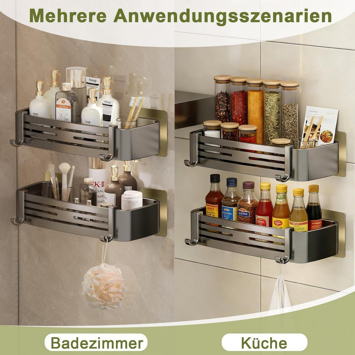 Duschablage ohne Bohren – Rostfreies Duschregal 2er-Set