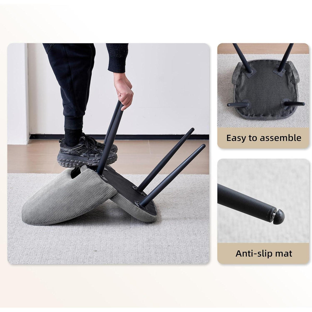 Esstisch Set mit 6 Cord-Stühlen – Modernes Esszimmer-Ensemble
