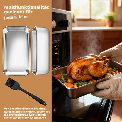 Edelstahl Brotbackform 2er Set mit Silikonpinsel
