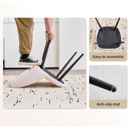 Moderner Esstisch Set mit 6 Cord-Stühlen – 140x80cm