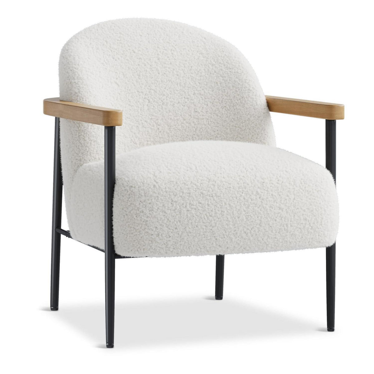 Gepolsterter Lounge-Sessel mit Teddyfleece, Weiß