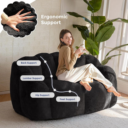 Floral Sitzsack mit Memory Foam – Bequemes Kunstfell Sofa