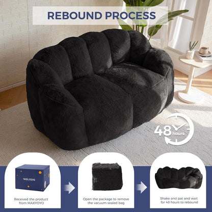 Floral Sitzsack mit Memory Foam – Bequemes Kunstfell Sofa