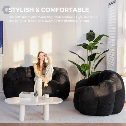 Floral Sitzsack mit Memory Foam – Bequemes Kunstfell Sofa