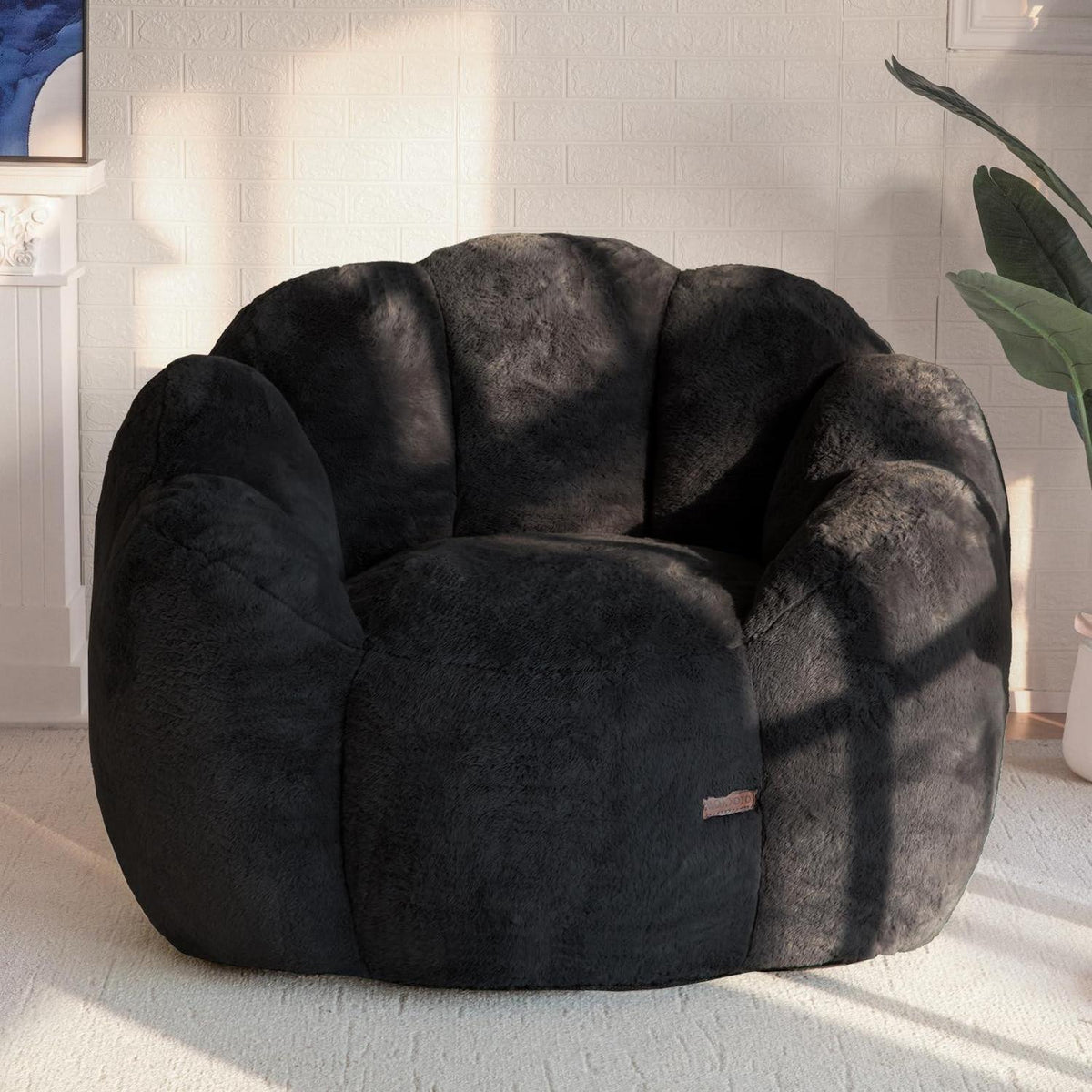 Sitzsack Erwachsene mit Memory-Foam & Kunstfell, Floral