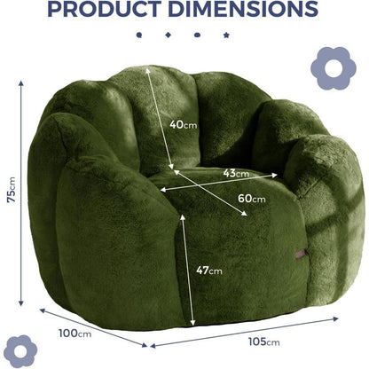 Sitzsack Erwachsene, Blumenform, Memory Foam, Grün