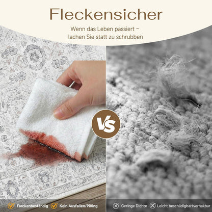 Grauer Läufer 60x240cm – Waschbarer Flurteppich mit Rutschfestem Boden