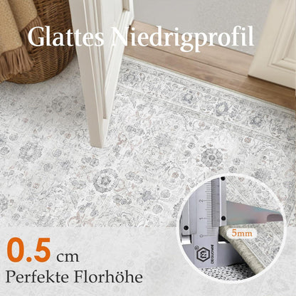 Waschbarer Wohnzimmerteppich Grau 200x300cm – Vintage Design