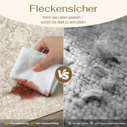 Beiger Wohnzimmerteppich 160x230cm – Waschbar & Rutschfest