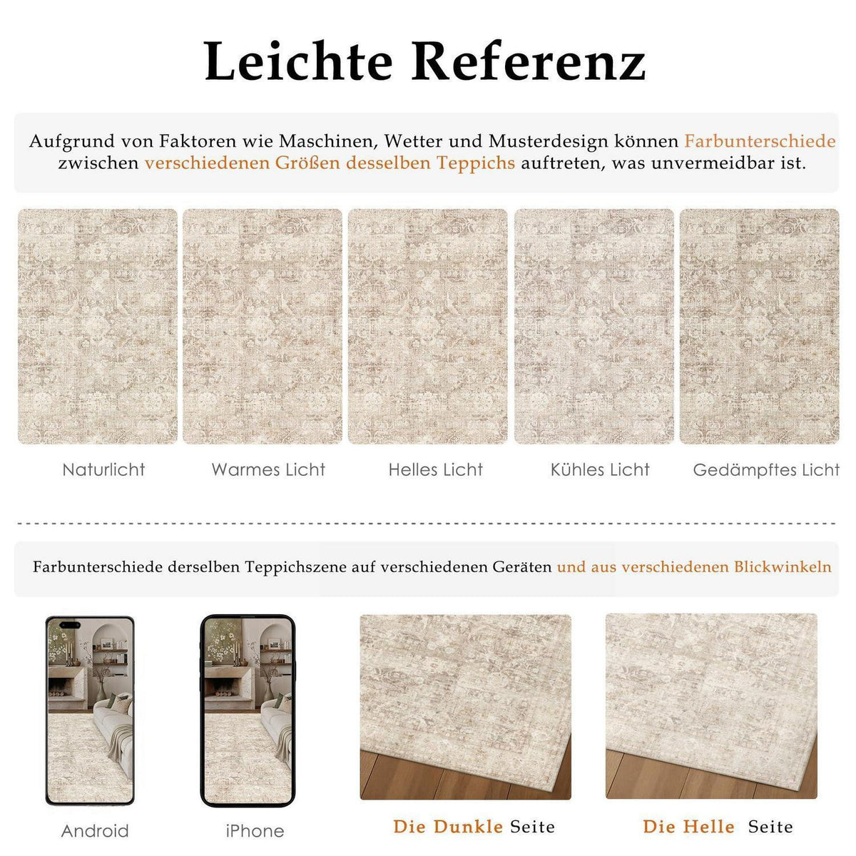 Beiger Wohnzimmerteppich 160x230cm – Waschbar & Rutschfest