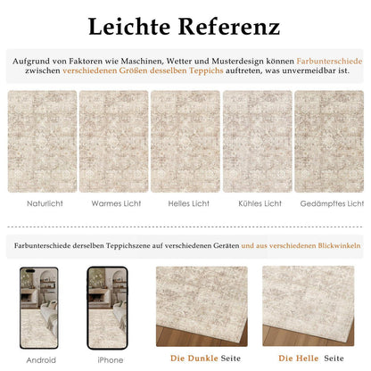 Beiger Wohnzimmerteppich 160x230cm – Waschbar & Rutschfest