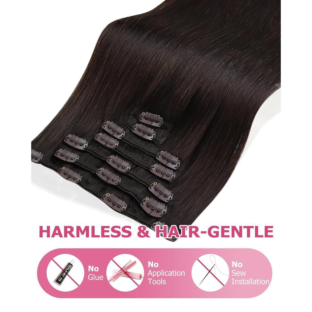 Echthaar Clip-in Extension Dunkelbraun 60cm