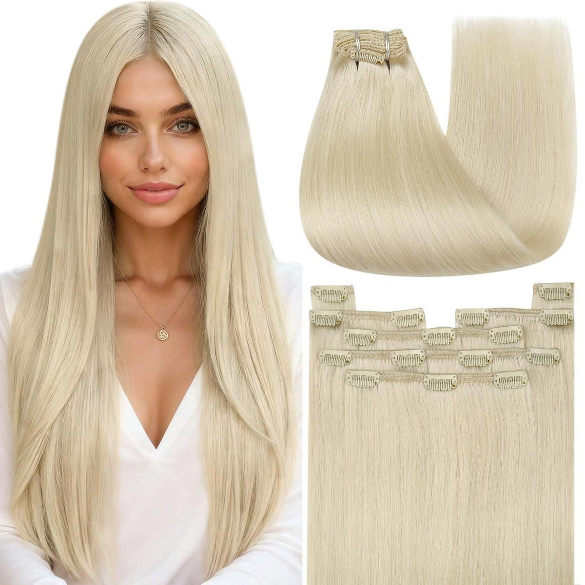 Blond Echthaar Clip-in Extensions 60cm – Remy Haar, 120g