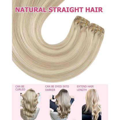 Blond Clip-in Echthaar Extensions 60cm – Volumenspendend & Vielseitig