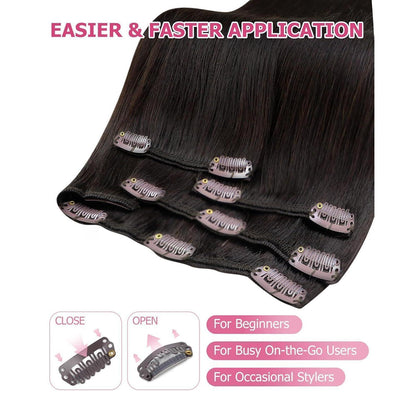 Clip-in Echthaarverlängerung Braun 60cm – 150g