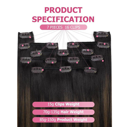 Echthaar Clip-in Extensions 60cm braun Balayage
