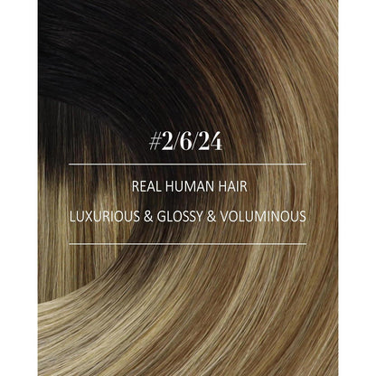 Echthaar Clip-in Extensions Ombré Braun Blond 60cm