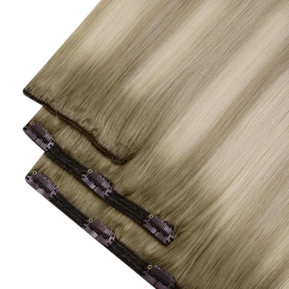 Echthaar Clip-Ins Ombre Blond 60cm – Remy Haarverlängerung