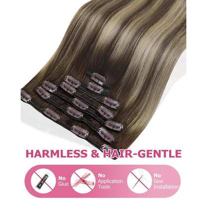 Echthaar Clip-in Extensions Braun 60cm – Volumenerweiterung