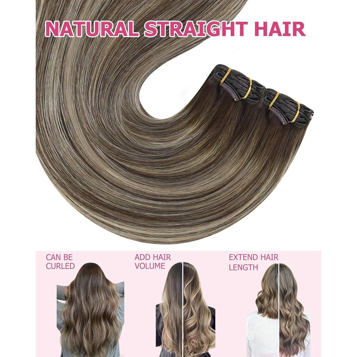 Echthaar Clip-in Extensions Braun 60cm – Volumenerweiterung
